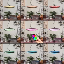 Suspension Ittingen Led Noir, 1 Lumiere, Changeur De Couleurs