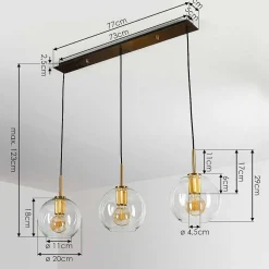 Suspension Karo Laiton, Noir, 3 Lumieres