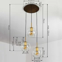 Suspension Karo Laiton, Noir, 3 Lumieres