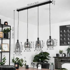 Suspension Kenong Noir, 4 Lumieres