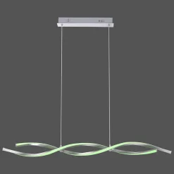 Suspension Leuchten-Direkt Lolasmart-Swing Led Acier Brosse, 2 Lumieres, Telecommandes, Changeur De Couleurs