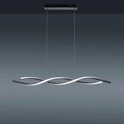 Suspension Leuchten-Direkt Lolasmart-Swing Led Acier Brosse, 2 Lumieres, Telecommandes, Changeur De Couleurs