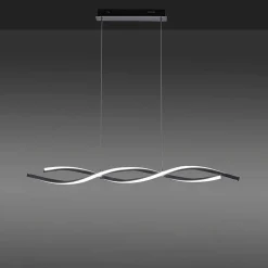 Suspension Leuchten-Direkt Lolasmart-Swing Led Acier Brosse, 2 Lumieres, Telecommandes, Changeur De Couleurs