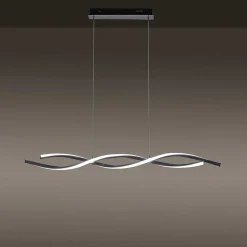 Suspension Leuchten-Direkt Lolasmart-Swing Led Acier Brosse, 2 Lumieres, Telecommandes, Changeur De Couleurs
