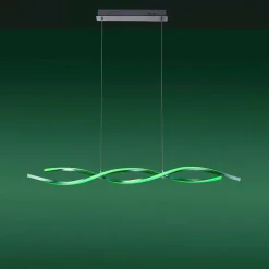 Suspension Leuchten-Direkt Lolasmart-Swing Led Acier Brosse, 2 Lumieres, Telecommandes, Changeur De Couleurs
