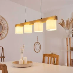 Suspension Malimea Ecru, Noir, 4 Lumieres