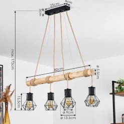 Suspension Mechaico Ecru, Noir, 4 Lumieres