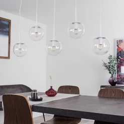 Suspension Mesas Blanc, 5 Lumieres