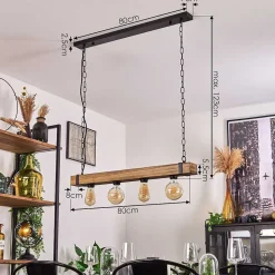 Suspension Montgomery Ecru, Noir, 4 Lumieres