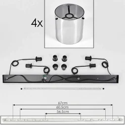 Suspension Parane Fume, 4 Lumieres