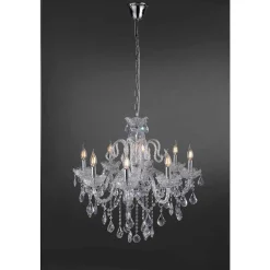 Suspension Paul Neuhaus Gracia Transparent, 8 Lumieres