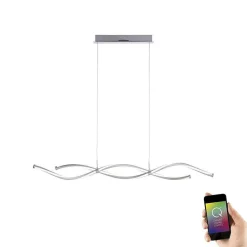 Suspension Paul Neuhaus Q-Malina Led Nickel Mat, 2 Lumieres, Telecommandes