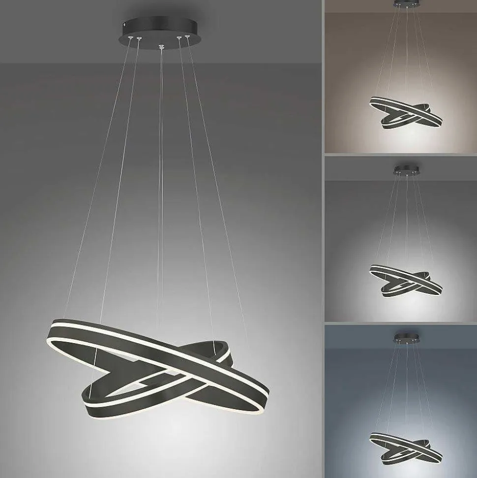 Suspension Paul Neuhaus Q-Vito Led Anthracite, 1 Lumiere, Telecommandes