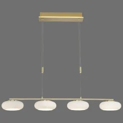 Suspension Paul Neuhaus Q-Etienne Led Laiton, 4 Lumieres, Telecommandes