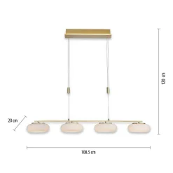 Suspension Paul Neuhaus Q-Etienne Led Laiton, 4 Lumieres, Telecommandes