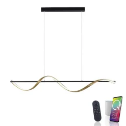Suspension Paul Neuhaus Q-Swing Led Anthracite, Or, 1 Lumiere, Telecommandes