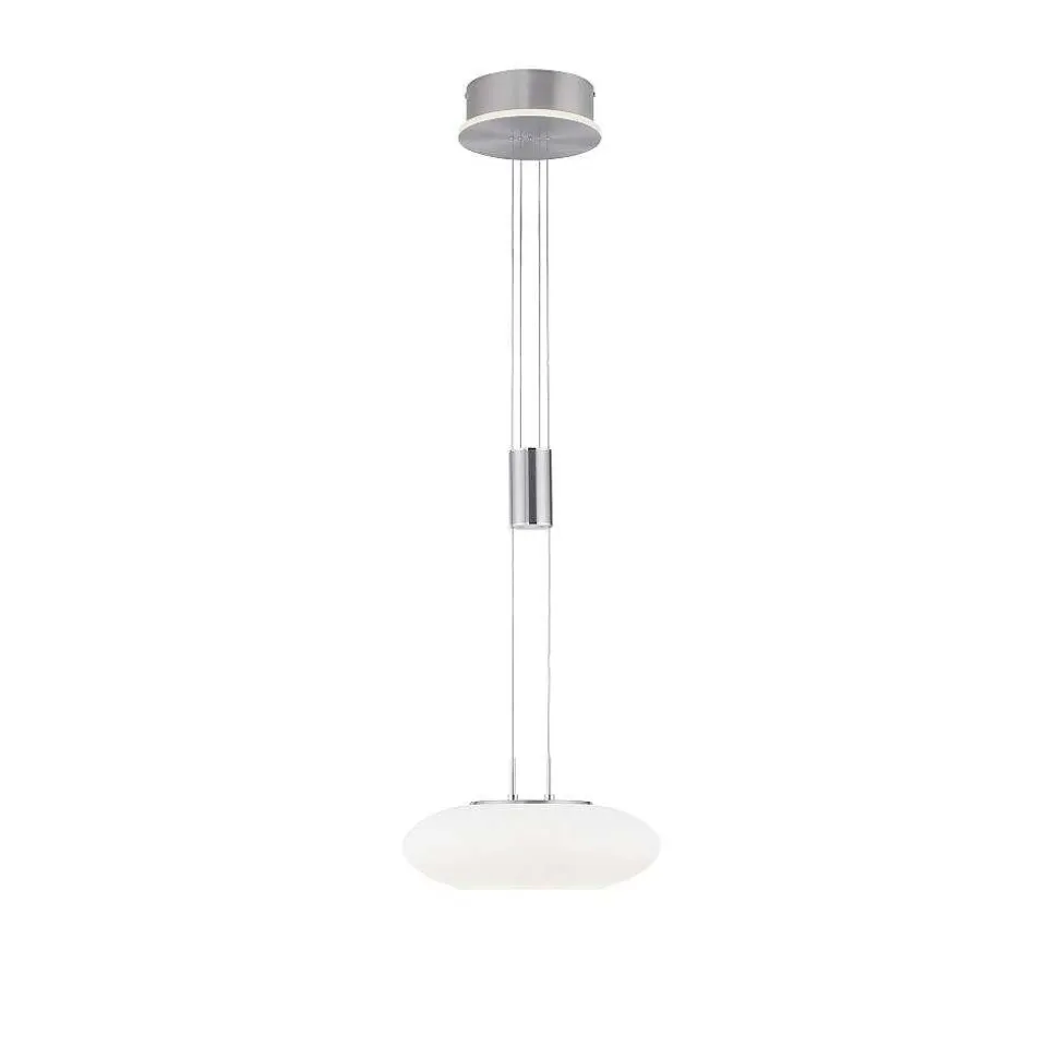 Suspension Paul-Neuhaus Q-Etienne Led Acier Brosse, 2 Lumieres, Telecommandes
