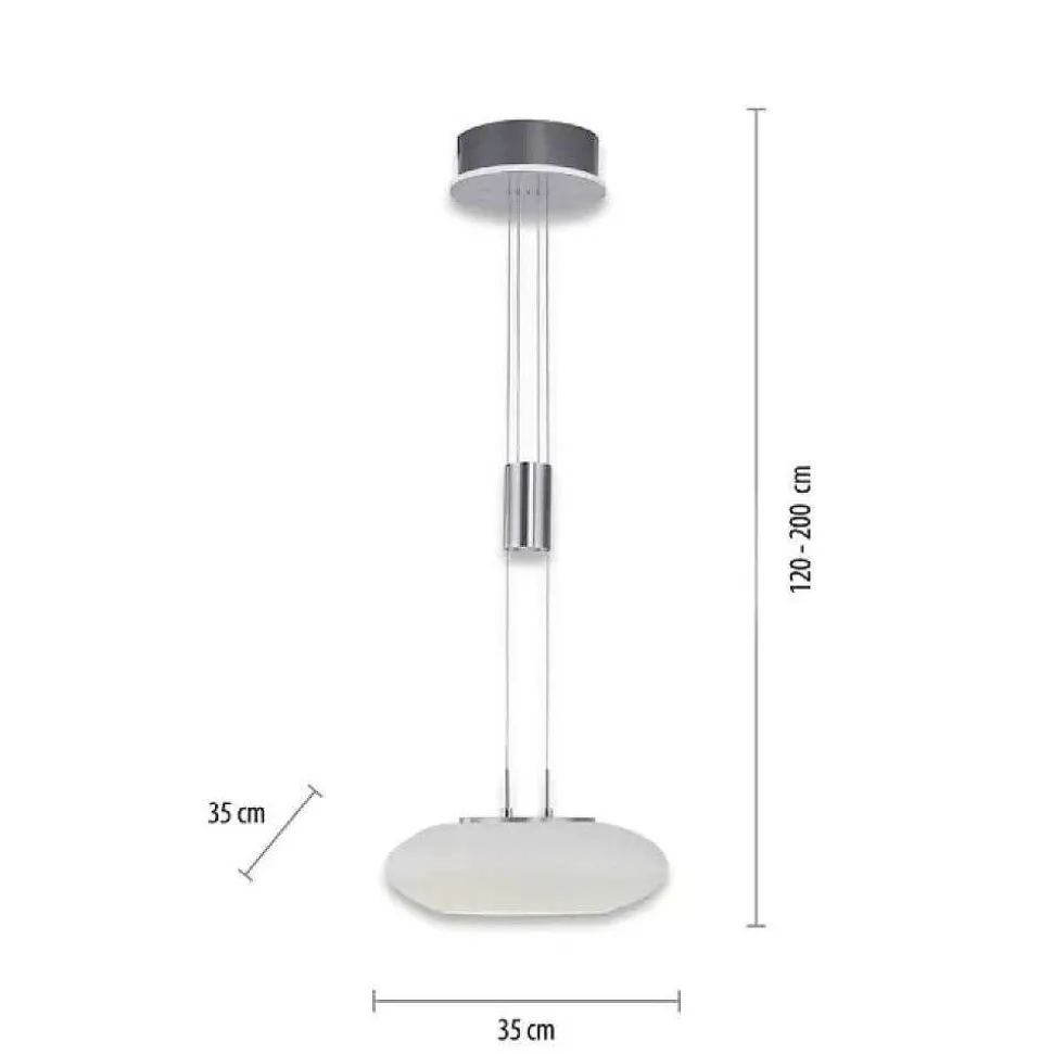 Suspension Paul-Neuhaus Q-Etienne Led Acier Brosse, 2 Lumieres, Telecommandes