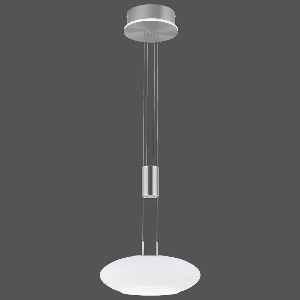 Suspension Paul-Neuhaus Q-Etienne Led Acier Brosse, 2 Lumieres, Telecommandes