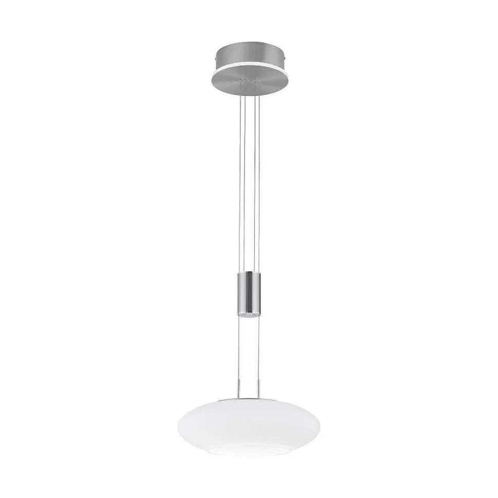 Suspension Paul-Neuhaus Q-Etienne Led Acier Brosse, 2 Lumieres, Telecommandes