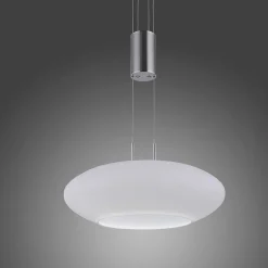 Suspension Paul-Neuhaus Q-Etienne Led Acier Brosse, 2 Lumieres, Telecommandes