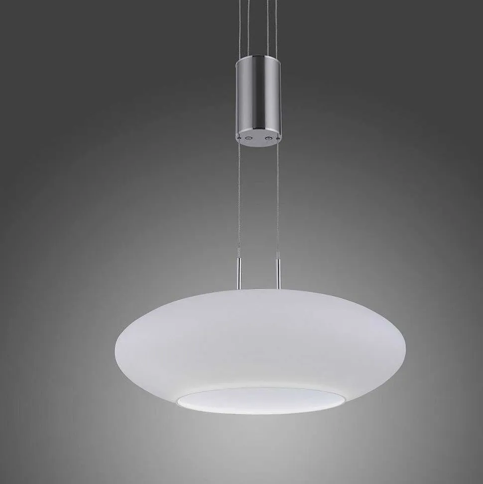 Suspension Paul-Neuhaus Q-Etienne Led Acier Brosse, 2 Lumieres, Telecommandes