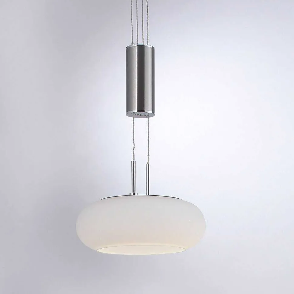 Suspension Paul-Neuhaus Q-Etienne Led Acier Brosse, 4 Lumieres, Telecommandes