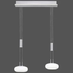 Suspension Paul-Neuhaus Q-Etienne Led Acier Brosse, 3 Lumieres, Telecommandes