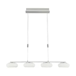 Suspension Paul-Neuhaus Q-Etienne Led Acier Brosse, 4 Lumieres, Telecommandes