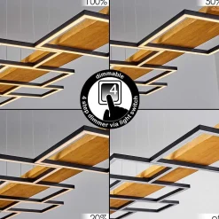 Suspension Pompu Led Bois Clair, Noir, 1 Lumiere
