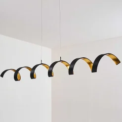 Suspension Rezat Led Noir Dore, 6 Lumieres