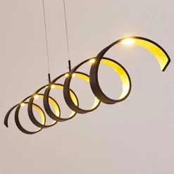 Suspension Rezat Led Noir Dore, 6 Lumieres