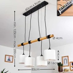 Suspension Sambia Brun, Noir, 4 Lumieres