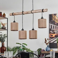 Suspension Soungou Ecru, Noir, 4 Lumieres