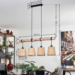Suspension Soungou Ecru, Noir, 4 Lumieres