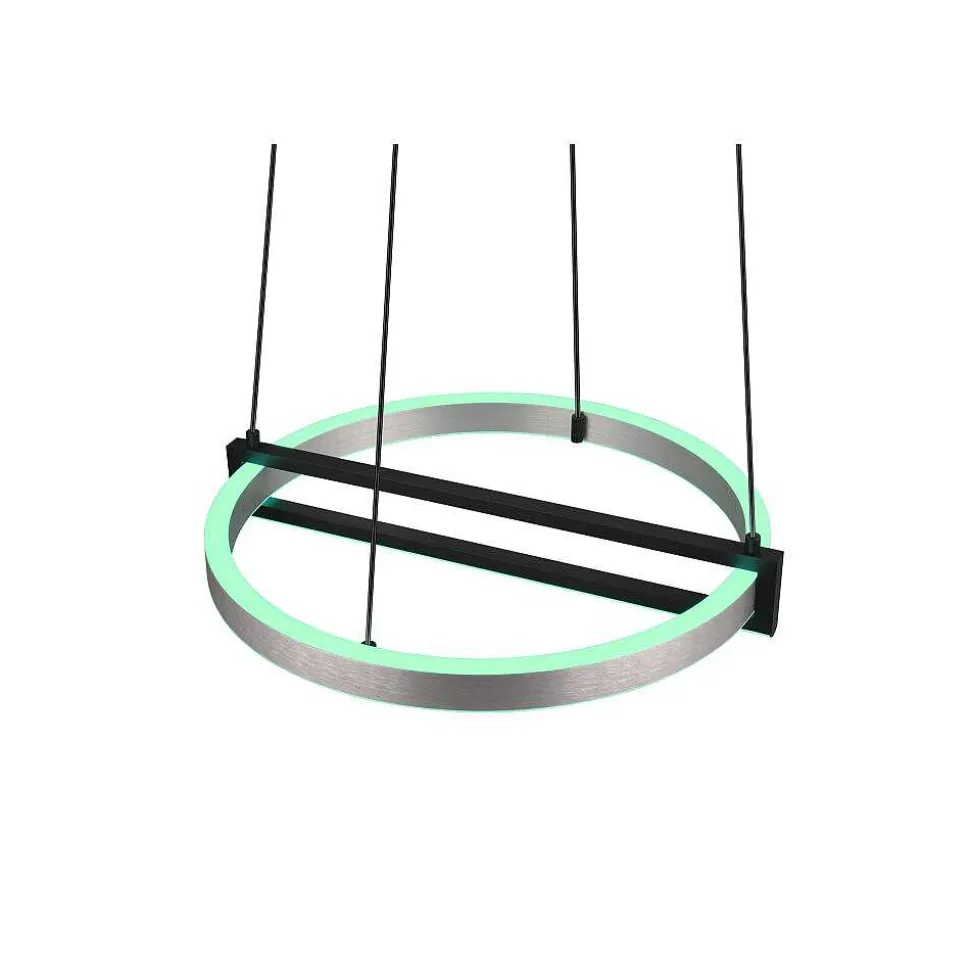 Suspension Trio Thompson Led Aluminium Brosse, 1 Lumiere, Telecommandes, Changeur De Couleurs