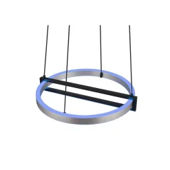 Suspension Trio Thompson Led Aluminium Brosse, 1 Lumiere, Telecommandes, Changeur De Couleurs