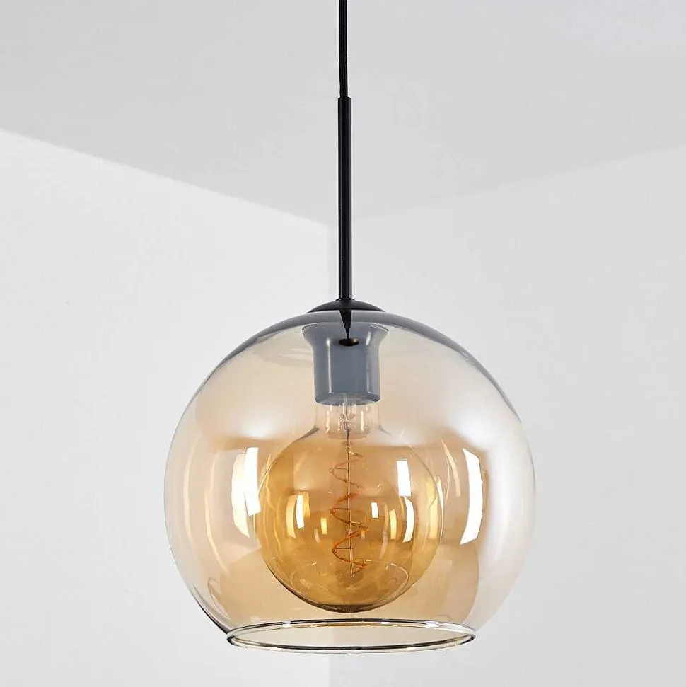 Suspension Verre 25 Cm Koyoto Ambre, 1 Lumiere