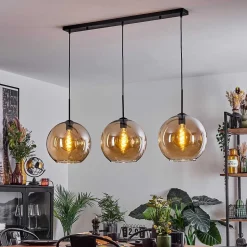 Suspension Verre 30 Cm Koyoto Ambre, 3 Lumieres