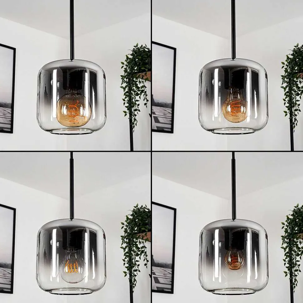 Suspension Verre 15 Cm Lauden Clair, Fume, 1 Lumiere