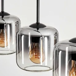 Suspension Verre 15 Cm Lauden Clair, Fume, 4 Lumieres