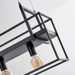 Suspension Victorine Chrome, Noir, 3 Lumieres