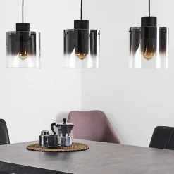 Suspension Wichit Noir, 3 Lumieres