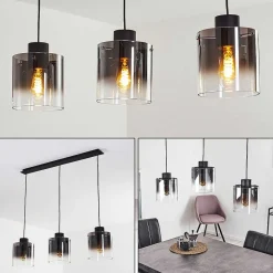 Suspension Wichit Noir, 3 Lumieres