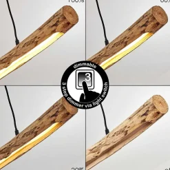Suspension Winterthur Led Bois Clair, Noir, 1 Lumiere
