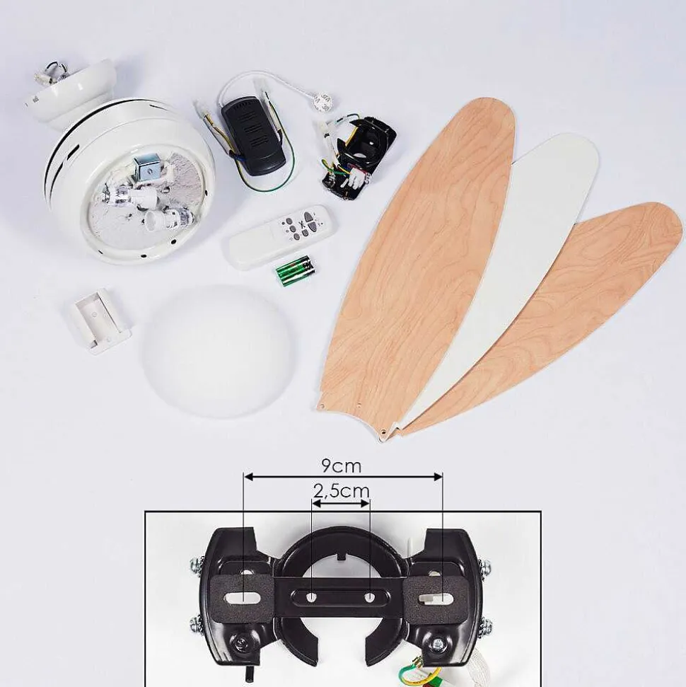 Ventilateur De Plafond Beltiglio Bois Fonce, Blanc, 2 Lumieres, Telecommandes
