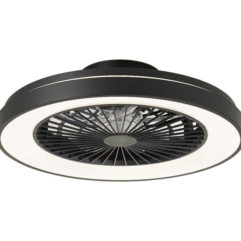 Ventilateur De Plafond Brilliant Mazzaro Led Noir, 1 Lumiere, Telecommandes, Changeur De Couleurs