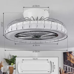 Ventilateur De Plafond Burmeister Led Blanc, 1 Lumiere, Telecommandes