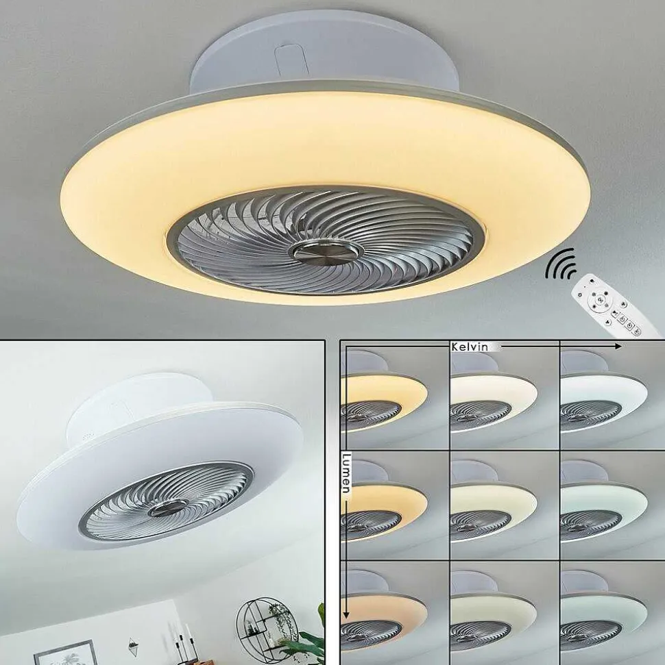 Ventilateur De Plafond Chaville Led Blanc, 1 Lumiere, Telecommandes