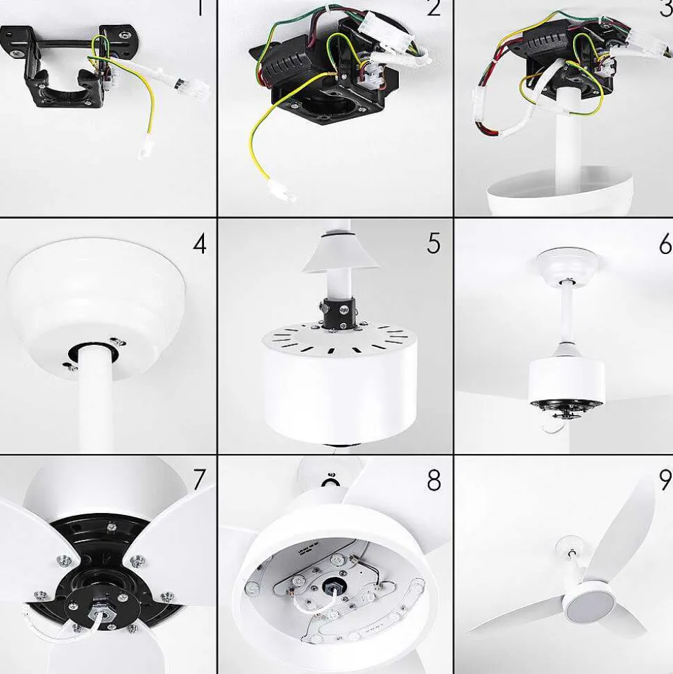 Ventilateur De Plafond Doha Led Blanc, 1 Lumiere, Telecommandes
